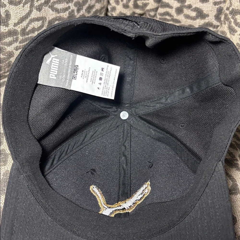 Puma black and gold logo ballcap stretch fit elastic hat fitted ballcap large/xl